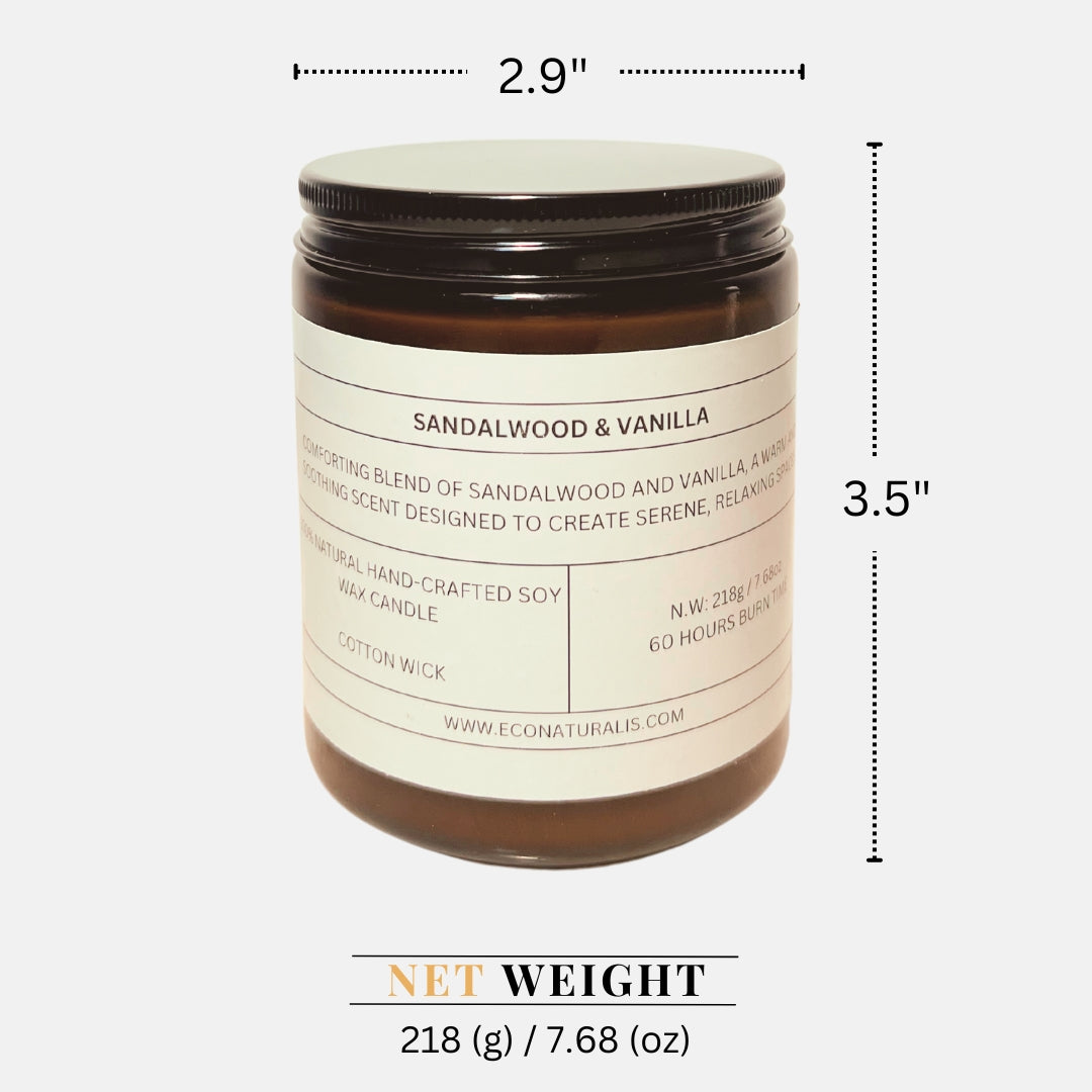 Sandalwood & Vanilla - Amber Glass Jar